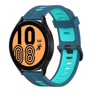 For Samsung Galaxy Watch 4 44mm 20mm Vertical Pattern Two-Color Silicone Watch Band(Blue+Water Duck)