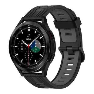 For Samsung Galaxy Watch 4 Classic 42mm 20mm Vertical Pattern Two-Color Silicone Watch Band(Black+Grey)