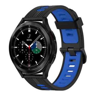 For Samsung Galaxy Watch 4 Classic 42mm 20mm Vertical Pattern Two-Color Silicone Watch Band(Black+Blue)