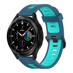 For Samsung Galaxy Watch 4 Classic 42mm 20mm Vertical Pattern Two-Color Silicone Watch Band(Blue+Water Duck)