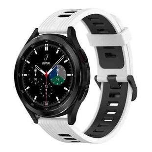 For Samsung Galaxy Watch 4 Classic 46mm 20mm Vertical Pattern Two-Color Silicone Watch Band(White+Black)