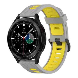 For Samsung Galaxy Watch 4 Classic 46mm 20mm Vertical Pattern Two-Color Silicone Watch Band(Grey+Yellow)