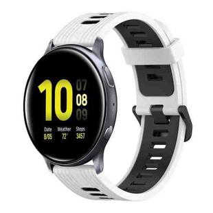 For Samsung Galaxy Watch Active 2 40mm 20mm Vertical Pattern Two-Color Silicone Watch Band(White+Black)