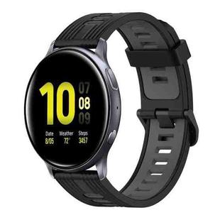 For Samsung Galaxy Watch Active 2 40mm 20mm Vertical Pattern Two-Color Silicone Watch Band(Black+Grey)