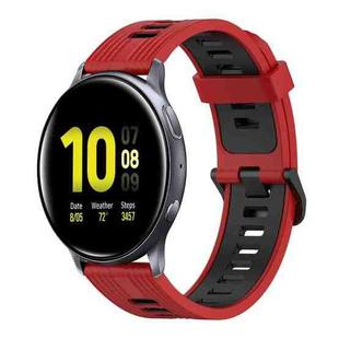 For Samsung Galaxy Watch Active 2 40mm 20mm Vertical Pattern Two-Color Silicone Watch Band(Red+Black)