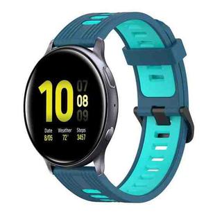 For Samsung Galaxy Watch Active 2 40mm 20mm Vertical Pattern Two-Color Silicone Watch Band(Blue+Water Duck)
