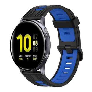 For Samsung Galaxy Watch Active 2 44mm 20mm Vertical Pattern Two-Color Silicone Watch Band(Black+Blue)
