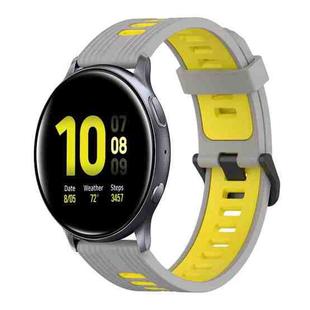 For Samsung Galaxy Watch Active 2 44mm 20mm Vertical Pattern Two-Color Silicone Watch Band(Grey+Yellow)