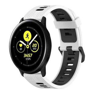 For Samsung Galaxy Watch Active 40mm 20mm Vertical Pattern Two-Color Silicone Watch Band(White+Black)