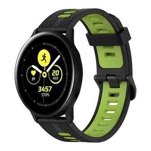 For Samsung Galaxy Watch Active 40mm 20mm Vertical Pattern Two-Color Silicone Watch Band(Black+Green)