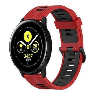 For Samsung Galaxy Watch Active 40mm 20mm Vertical Pattern Two-Color Silicone Watch Band(Red+Black)