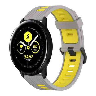 For Samsung Galaxy Watch Active 40mm 20mm Vertical Pattern Two-Color Silicone Watch Band(Grey+Yellow)