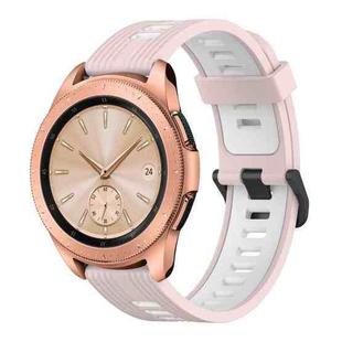 For Samsung Galaxy watch 42mm 20mm Vertical Pattern Two-Color Silicone Watch Band(Pink+White)