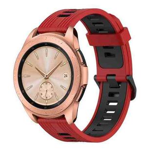 For Samsung Galaxy watch 42mm 20mm Vertical Pattern Two-Color Silicone Watch Band(Red+Black)