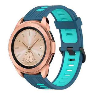 For Samsung Galaxy watch 42mm 20mm Vertical Pattern Two-Color Silicone Watch Band(Blue+Water Duck)