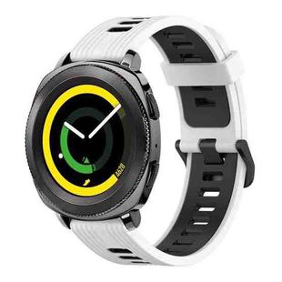 For Samsung Gear Sport 20mm Vertical Pattern Two-Color Silicone Watch Band(White+Black)