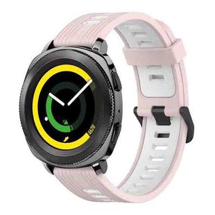 For Samsung Gear Sport 20mm Vertical Pattern Two-Color Silicone Watch Band(Pink+White)