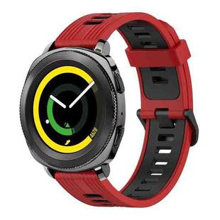For Samsung Gear Sport 20mm Vertical Pattern Two-Color Silicone Watch Band(Red+Black)