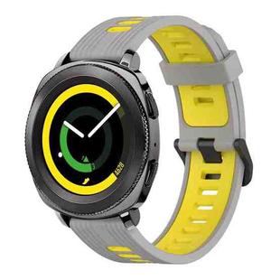 For Samsung Gear Sport 20mm Vertical Pattern Two-Color Silicone Watch Band(Grey+Yellow)