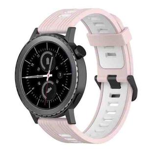 For Samsung Gear S2 Classic 20mm Vertical Pattern Two-Color Silicone Watch Band(Pink+White)