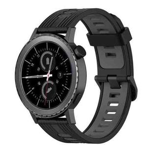 For Samsung Gear S2 Classic 20mm Vertical Pattern Two-Color Silicone Watch Band(Black+Grey)