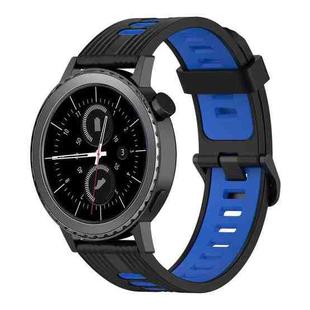 For Samsung Gear S2 Classic 20mm Vertical Pattern Two-Color Silicone Watch Band(Black+Blue)