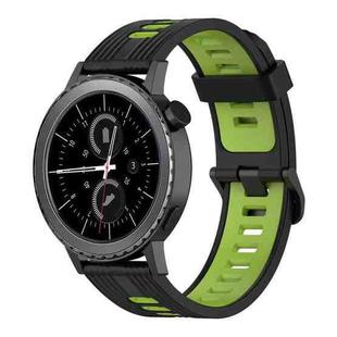 For Samsung Gear S2 Classic 20mm Vertical Pattern Two-Color Silicone Watch Band(Black+Green)
