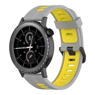 For Samsung Gear S2 Classic 20mm Vertical Pattern Two-Color Silicone Watch Band(Grey+Yellow)