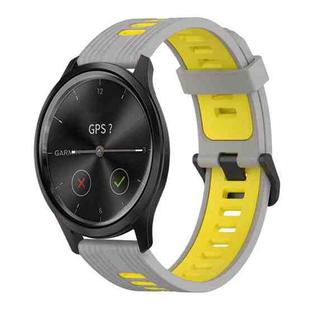 For Garmin Move Style 20mm Vertical Pattern Two-Color Silicone Watch Band(Grey+Yellow)