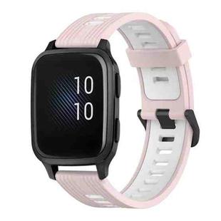 For Garmin Venu sq 20mm Vertical Pattern Two-Color Silicone Watch Band(Pink+White)