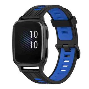 For Garmin Venu sq 20mm Vertical Pattern Two-Color Silicone Watch Band(Black+Blue)