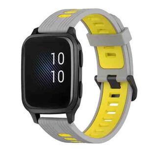 For Garmin Venu sq 20mm Vertical Pattern Two-Color Silicone Watch Band(Grey+Yellow)