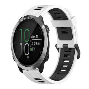 For Garmin Forerunner 645 Music 20mm Vertical Pattern Two-Color Silicone Watch Band(White+Black)