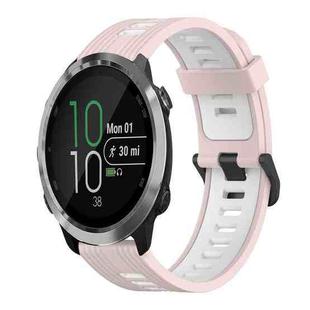 For Garmin Forerunner 645 Music 20mm Vertical Pattern Two-Color Silicone Watch Band(Pink+White)