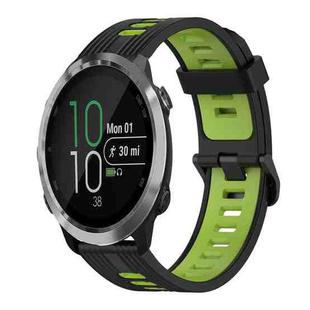 For Garmin Forerunner 645 Music 20mm Vertical Pattern Two-Color Silicone Watch Band(Black+Green)