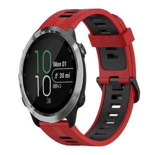 For Garmin Forerunner 645 Music 20mm Vertical Pattern Two-Color Silicone Watch Band(Red+Black)