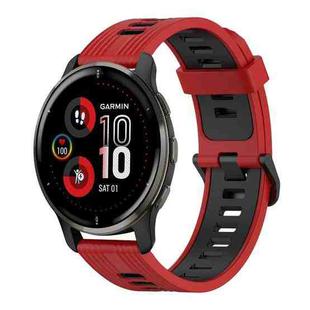 For Garmin Venu 2 Plus 20mm Vertical Pattern Two-Color Silicone Watch Band(Red+Black)