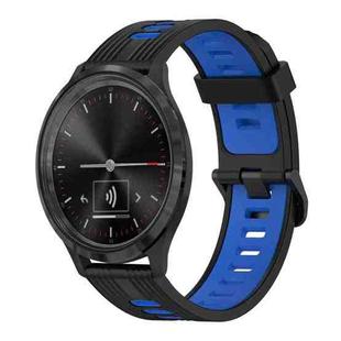 For GarminMove 3 20mm Vertical Pattern Two-Color Silicone Watch Band(Black+Blue)