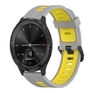 For GarminMove 3 20mm Vertical Pattern Two-Color Silicone Watch Band(Grey+Yellow)