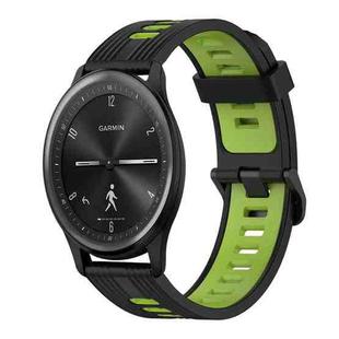 For Garmin Vivomove Sport 20mm Vertical Pattern Two-Color Silicone Watch Band(Black+Green)