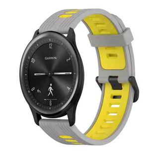 For Garmin Vivomove Sport 20mm Vertical Pattern Two-Color Silicone Watch Band(Grey+Yellow)