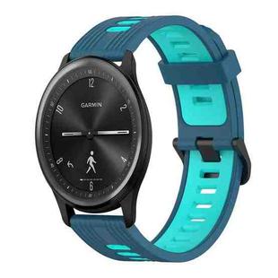 For Garmin Vivomove Sport 20mm Vertical Pattern Two-Color Silicone Watch Band(Blue+Water Duck)