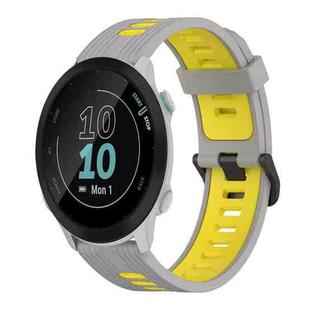 For Garmin Forerunner 158 20mm Vertical Pattern Two-Color Silicone Watch Band(Grey+Yellow)