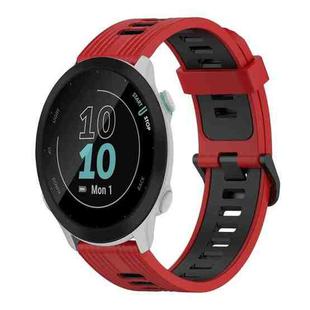 For Garmin Forerunner 55 20mm Vertical Pattern Two-Color Silicone Watch Band(Red+Black)