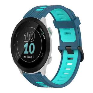 For Garmin Forerunner 55 20mm Vertical Pattern Two-Color Silicone Watch Band(Blue+Water Duck)
