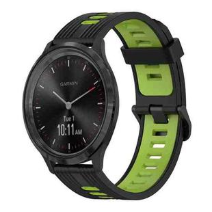 For Garmin Vivomove3 20mm Vertical Pattern Two-Color Silicone Watch Band(Black+Green)