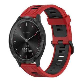 For Garmin Vivomove3 20mm Vertical Pattern Two-Color Silicone Watch Band(Red+Black)