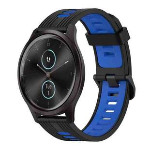 For Garmin Vivomove 20mm Vertical Pattern Two-Color Silicone Watch Band(Black+Blue)