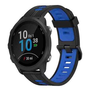 For Garmin Forerunner 245 20mm Vertical Pattern Two-Color Silicone Watch Band(Black+Blue)