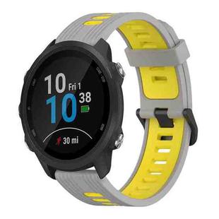 For Garmin Forerunner 245 20mm Vertical Pattern Two-Color Silicone Watch Band(Grey+Yellow)